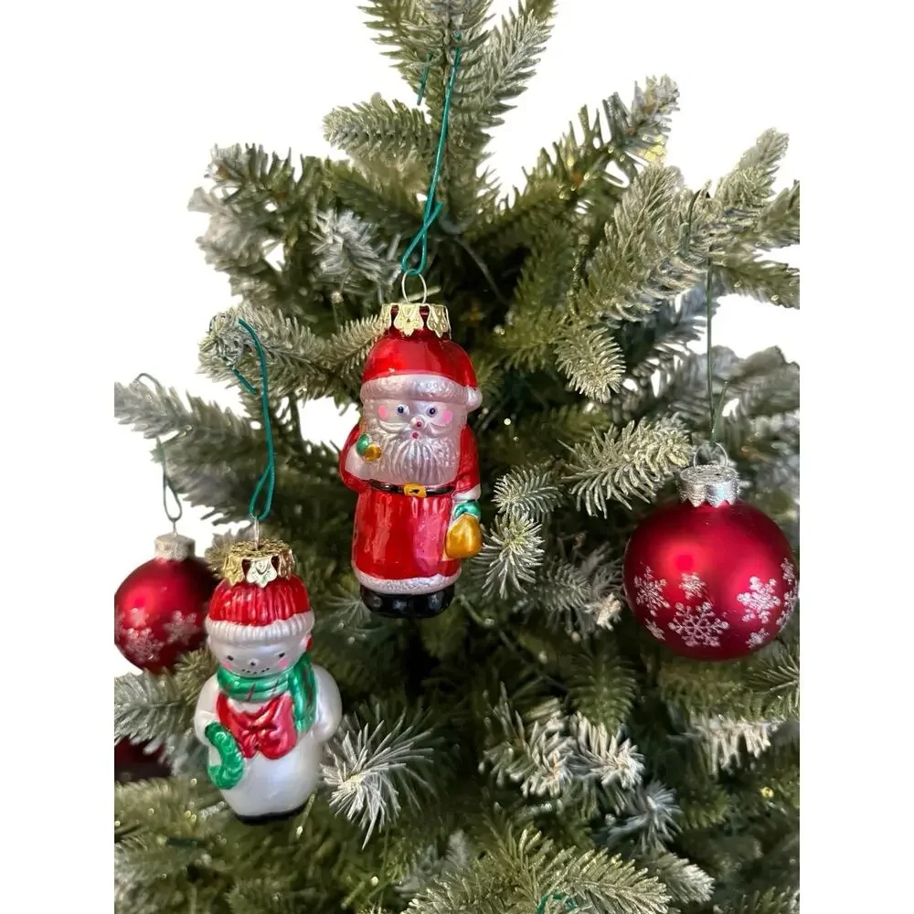Vtg‎ Silvestri Set Of 4 Glass Christmas Ornament Santa Snowman Angel Nutcracker
